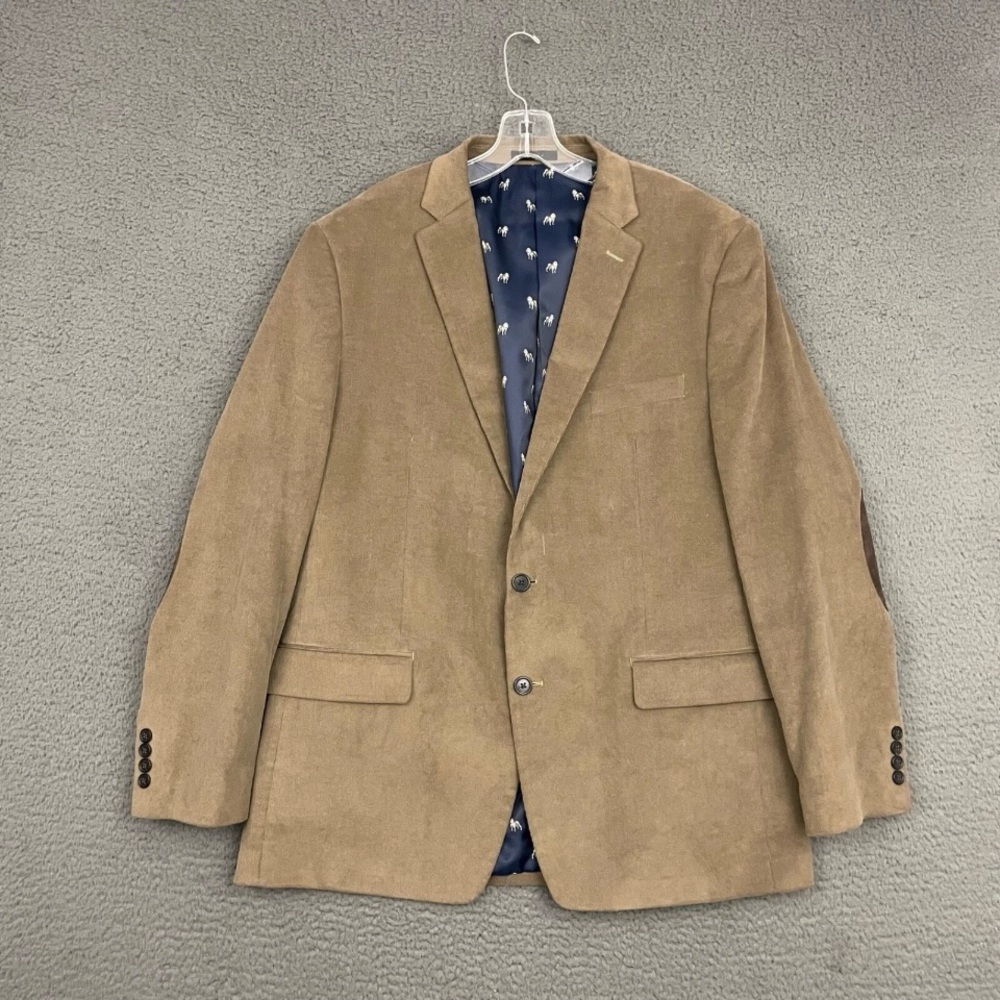 Ralph Lauren Blazer Jacket Mens Size 46L Brown Corduroy Dog Lined Elbow Patches